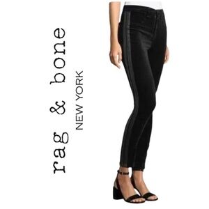 EUC Rag & Bone Mito Skinny Velvet Jeans Pants with Leather Tuxedo Stripes // 26